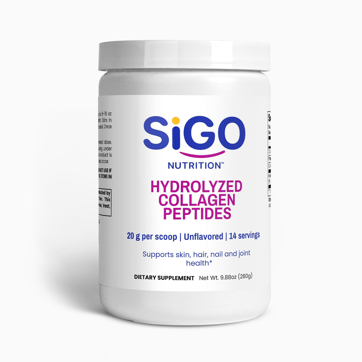 Hydrolyzed Collagen Peptides — Unflavored, 20 g per Scoop | 14 Servings
