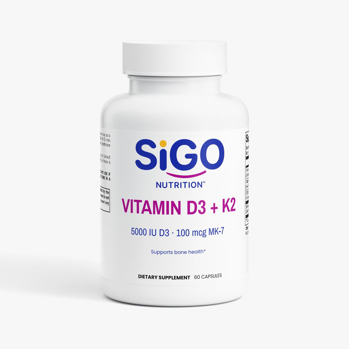 Vitamin D3 + K2 (MK-7) with Calcium — 5,000 IU | 60 Capsules