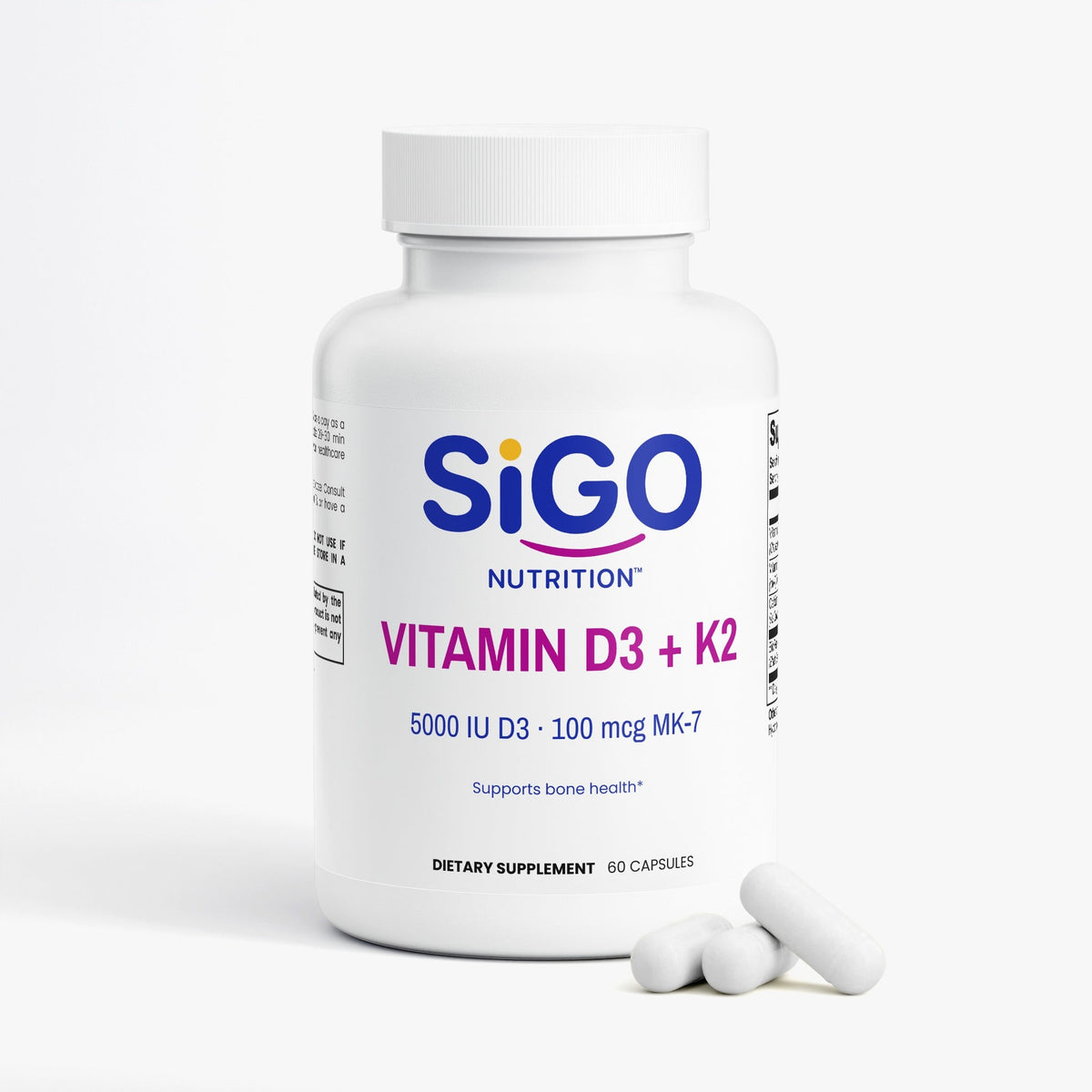Vitamin D3 + K2 (MK-7) with Calcium — 5,000 IU | 60 Capsules