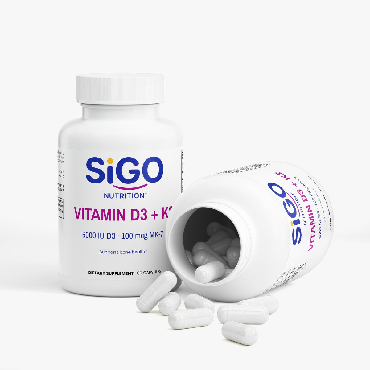 Vitamin D3 + K2 (MK-7) with Calcium — 5,000 IU | 60 Capsules