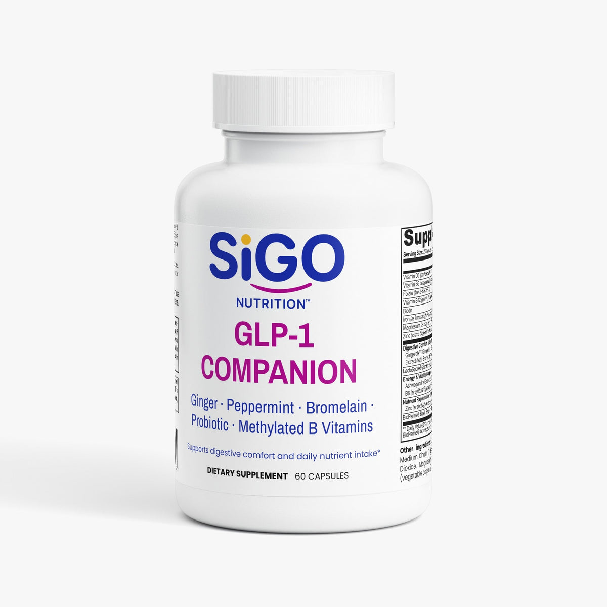 GLP-1 Companion — Digestive Enzymes, Probiotics & Methylated B Vitamins | 60 Capsules