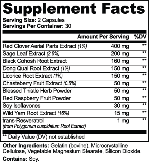 Menopause Support — Black Cohosh, Red Clover & Sage | 60 Capsules