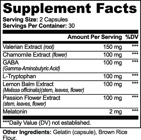 Sleep Formula — 2 mg Melatonin, Valerian & Chamomile | 60 Capsules
