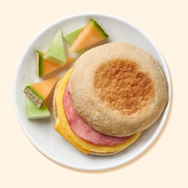 Canadian Style Uncured Turkey Bacon, Egg and Cheese Muffin