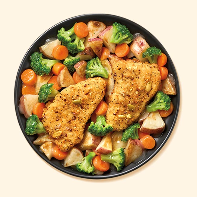 Grain-Crusted Pollock with Vegetables
