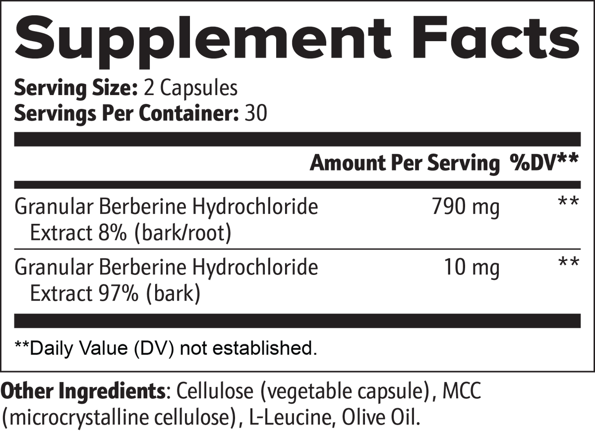 Berberine — 800 mg Extract, 2 Capsules Daily | 60 Capsules